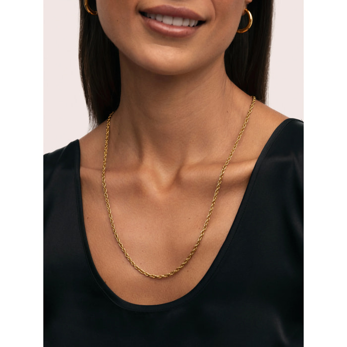 Collar Spinning Rope Chain Acero Baño Oro