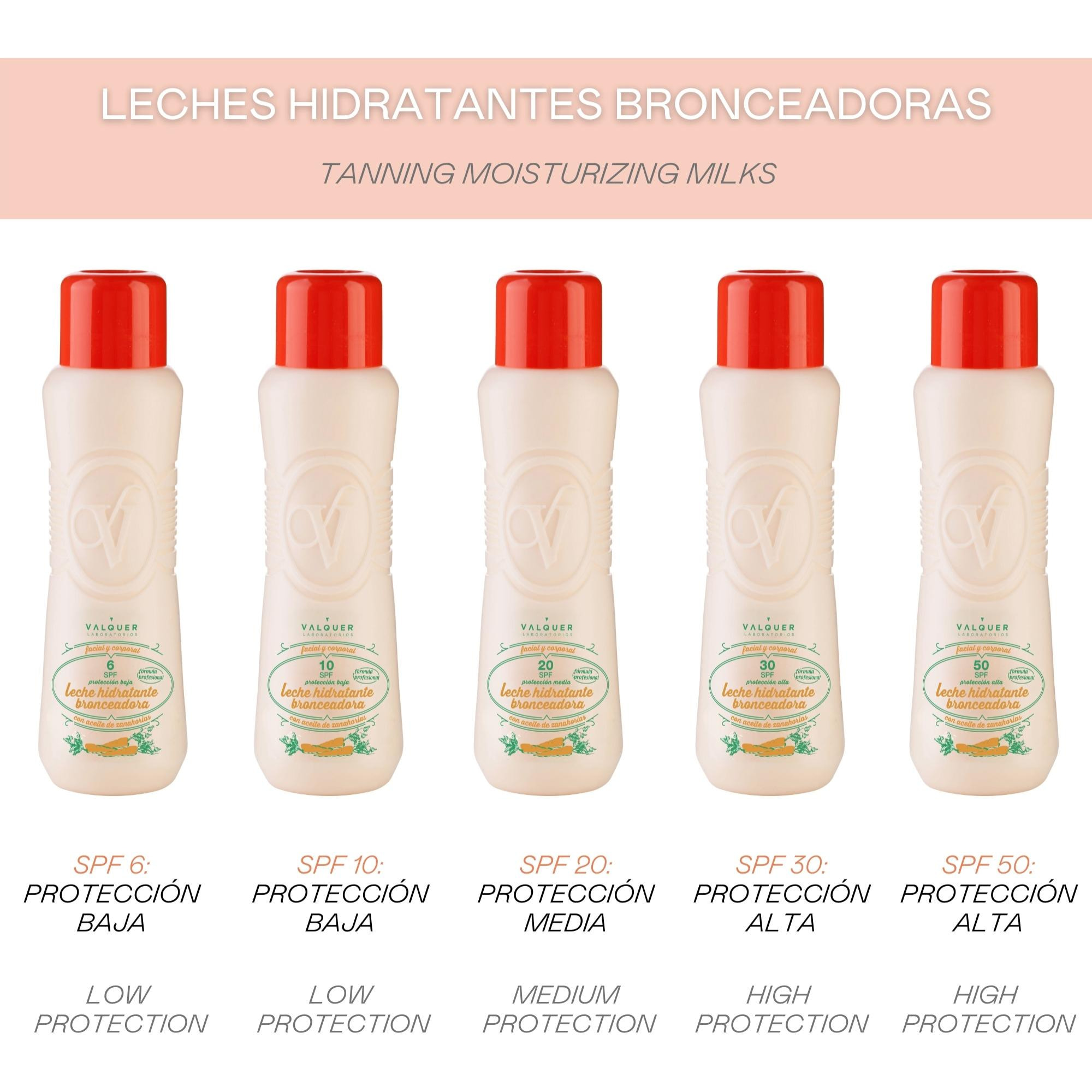 Valquer Leche hidratante bronceadora de zanahorias facial y corporal SPF 50 - 500 ml