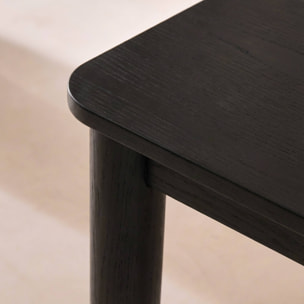 Table à manger rectangulaire extensible bois d'hévéa et placage chêne noir 6 à 10 places - 170-270cm - Solene