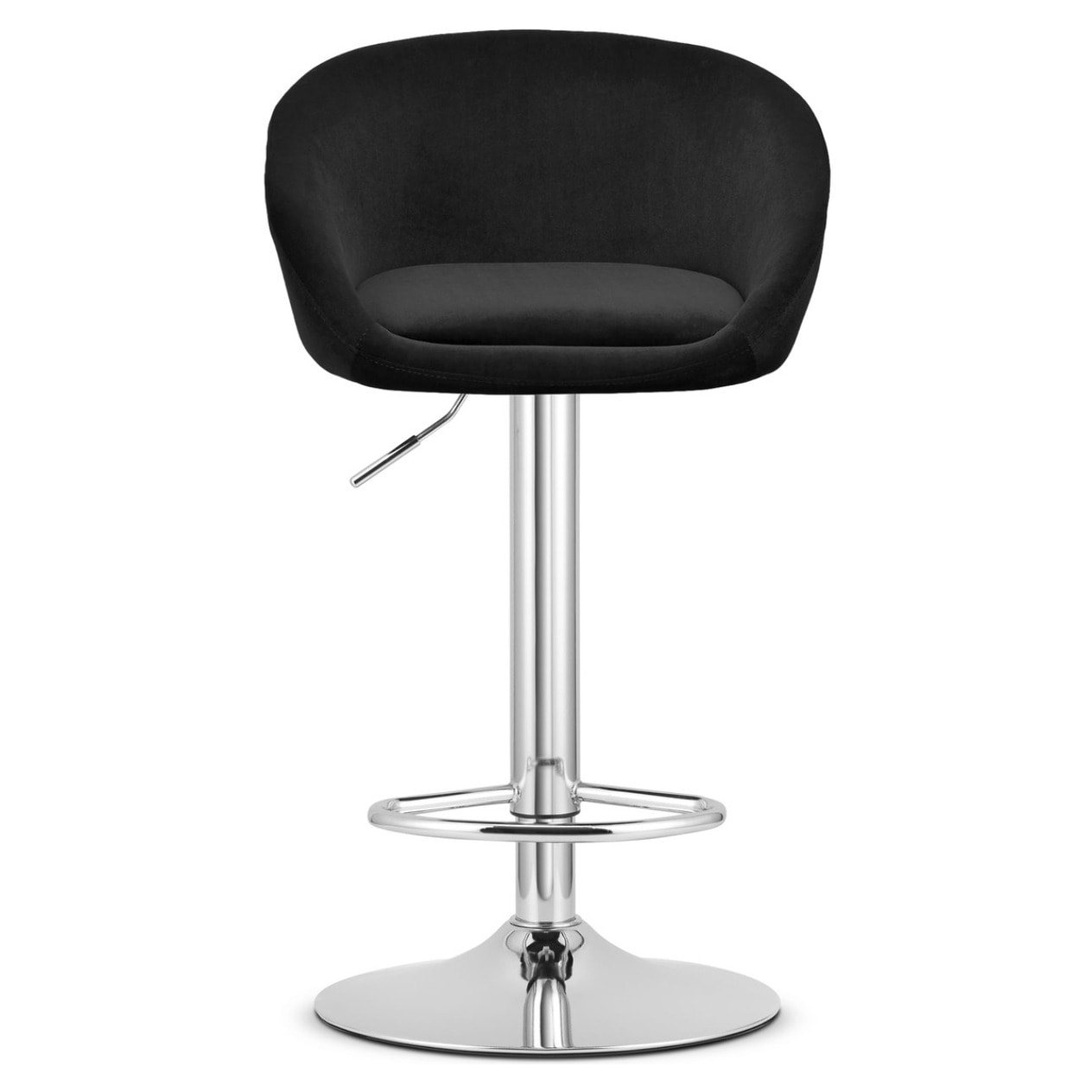 Sgabello da bar East in velluto nero con base cromata