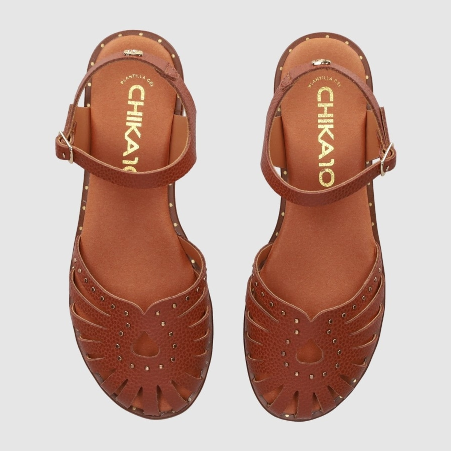 Sandalias de Piel - Cuero - Tacón: Bajo