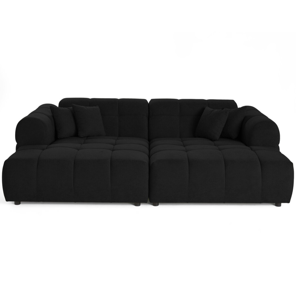 Ray - canapé droit 4 places avec double méridienne - assise profonde - en tissu texturé - Noir