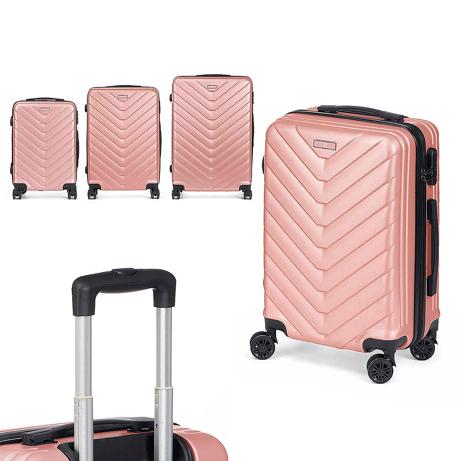 Set de 3 maletas trolley de ABS, ligeras y resistentes. Diseño escamas.