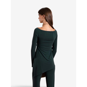 Top de manga larga con escote barco