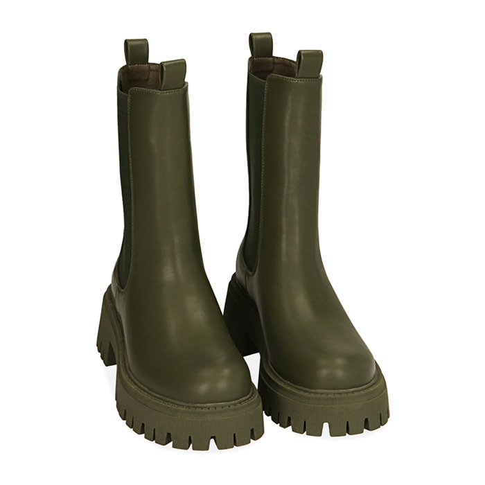 Chelsea boots verde militare, tacco 5,5 cm
