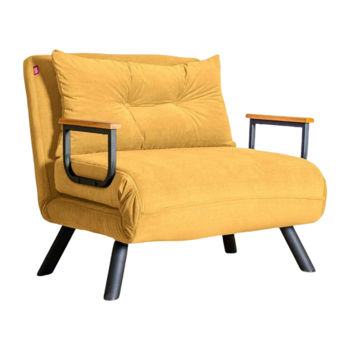 Poltrona Keoni, Seduta imbottita, Divano singolo da salotto, Sedia con braccioli, 60x78 h78 cm, Giallo