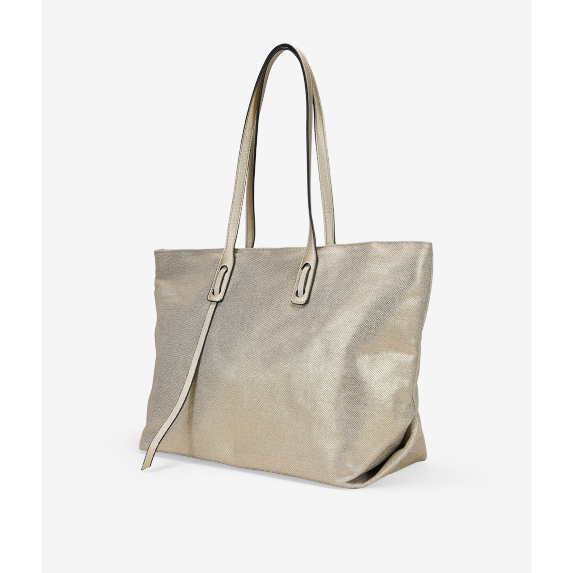 Bolso shopper dorado en canvas con cremallera
