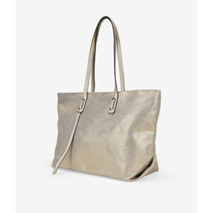 Bolso shopper dorado en canvas con cremallera