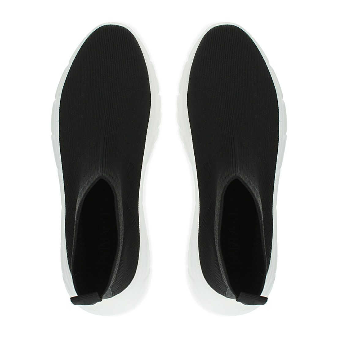 Slip-ons de tela negra, cuña 5 cm