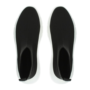 Slip-ons de tela negra, cuña 5 cm