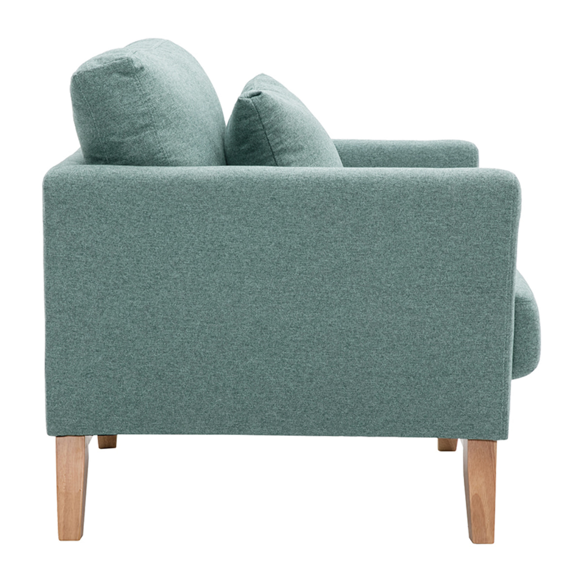Fauteuil scandinave déhoussable en tissu vert de gris et bois clair OSLO
