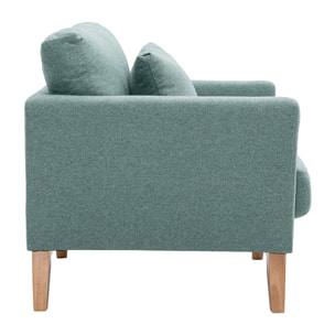 Fauteuil scandinave déhoussable en tissu vert de gris et bois clair OSLO