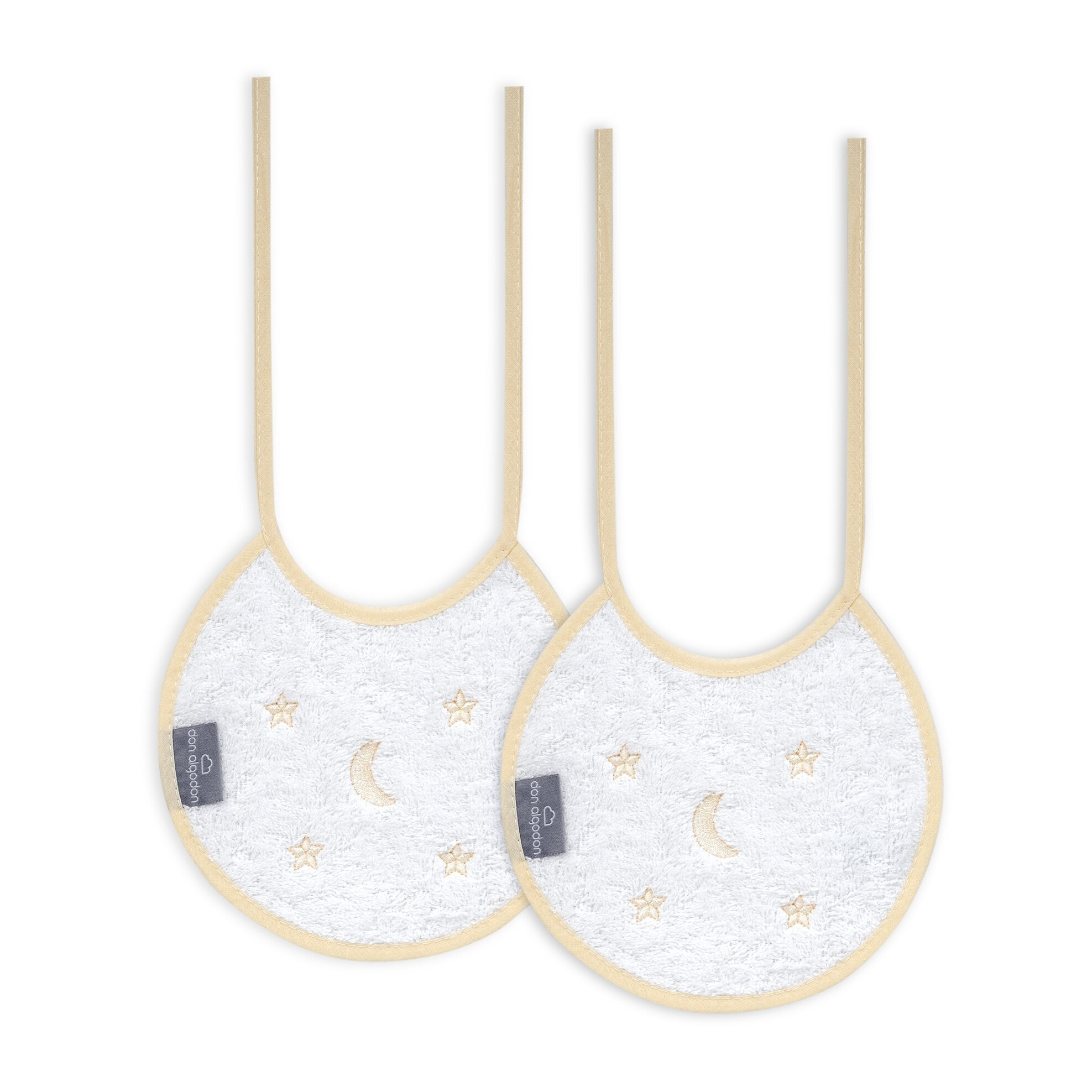 Pack 2 Baberos Don Algodon 20X20 Modelo Estrellas Luna Bco/Beig