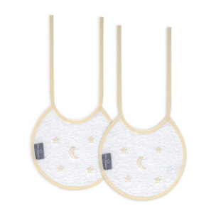 Pack 2 Baberos Don Algodon 20X20 Modelo Estrellas Luna Bco/Beig