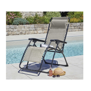 PALAVAS - lot de 2 fauteuils relax - pliant - Acier - Lin