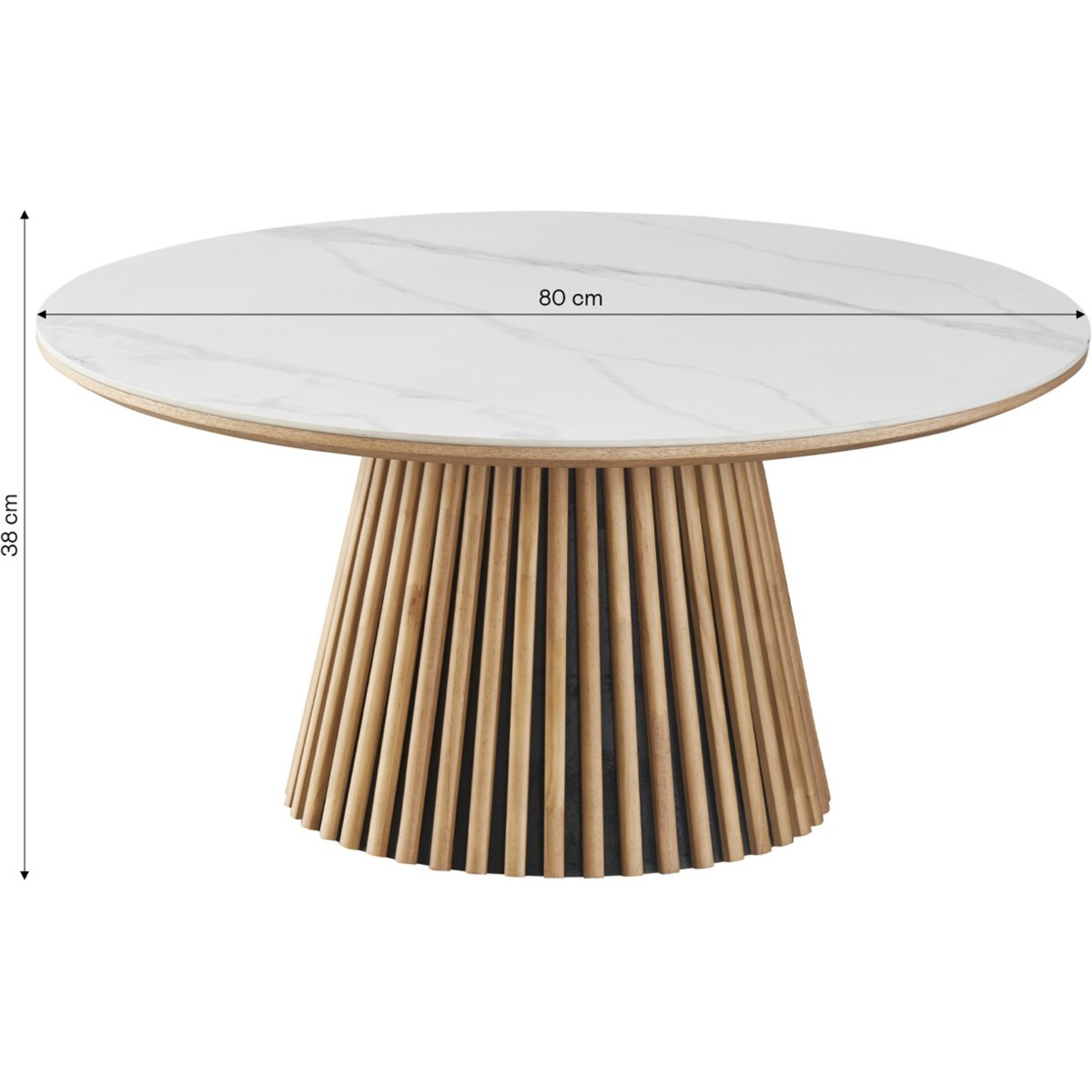 Table basse ronde plateau en céramique bicolore piètement cannelé - ADA