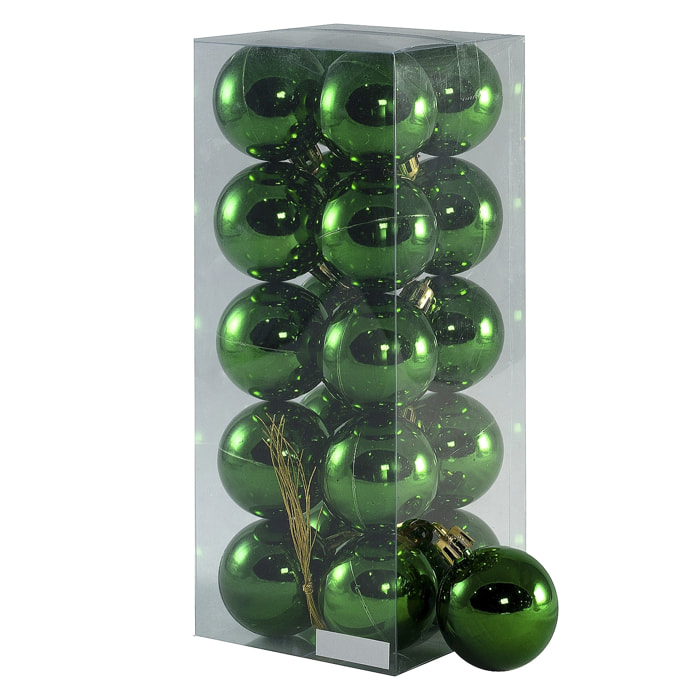 DAM Colgante de bolas 4cm verde brillante set 20pcs 8x8x19,5cm. Color:Verde