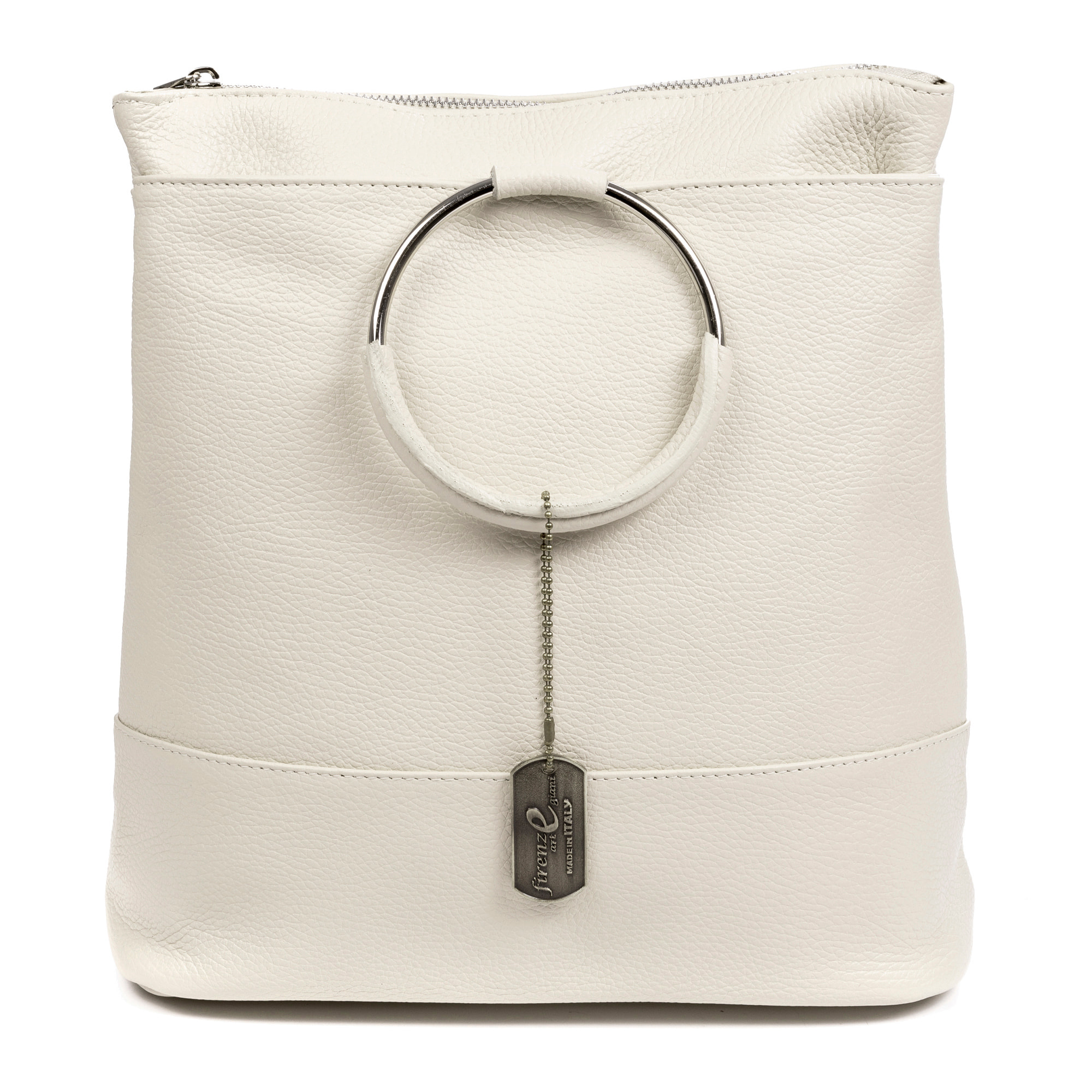 Arzago bolso mochila de piel auténtica Dollaro, con asa de diseño exclusivo anillo metal.