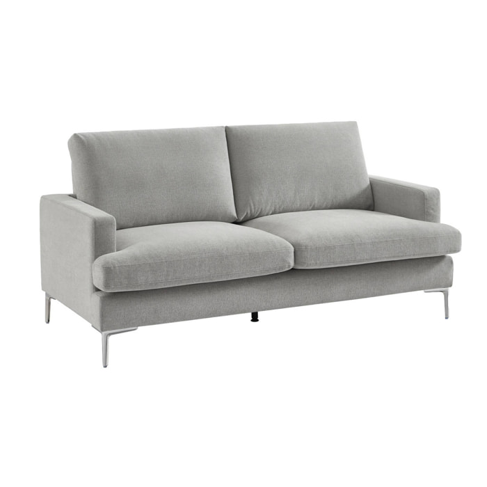 Canapé 3 places en tissu gris clair L 173 x P 90 x H 89cm - Hans