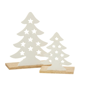 J-Line Bougeoir Sapin Aluminium/Bois Blanc/Naturel Large