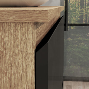 Ensemble de Salle de Bain Nia | Meuble Suspendu | 90 cm Noir | Deux Tiroirs |Lavabo sur Plan | Miroir non inclus | Meuble Monté | Alday