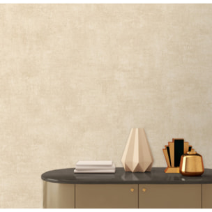 Papier peint uni effet toile lin beige sable