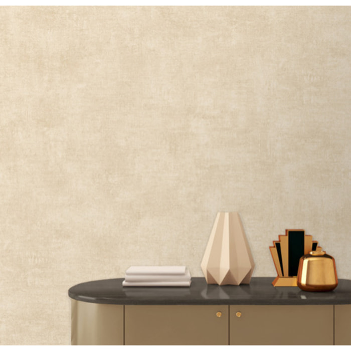 Papier peint uni effet toile lin beige sable