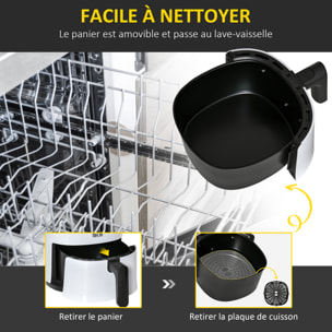 Friteuse sans huile air fryer 1300 W 2,5 L avec affichage numérique, 7 programmes, température réglable, minuterie et panier antiadhésif blanc noir