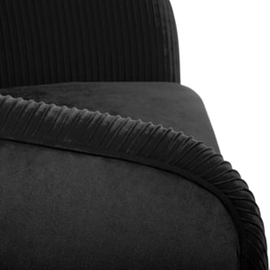 Fauteuil "Solaro" noir en velours plissé