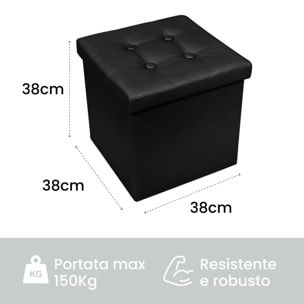 Pouf Contenitore, Puffo per Sedersi, Pouf Poggiapiedi, in Ecopelle, Quadrato,Imbottito, Versatile, Facile da Pulire