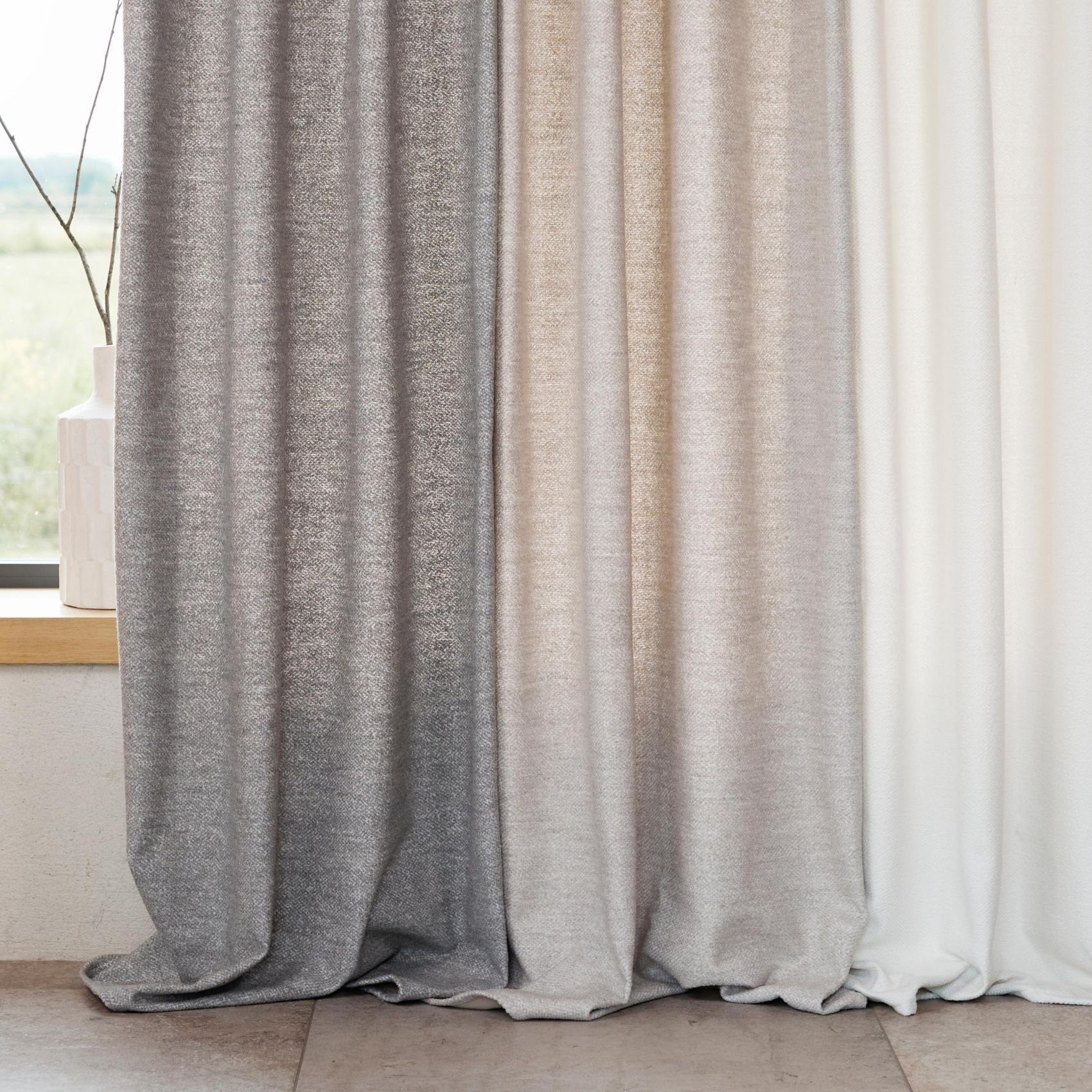 Rideau thermique semi-occultant bouclette - Gris clair