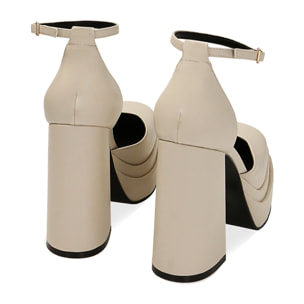 Décolleté platform panna, tacco 12 cm