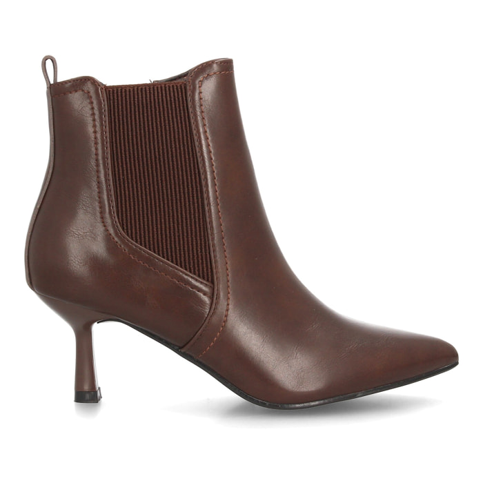 Botines de Tacón Mujer con paneles elásticos punta fina y tacón estilizado