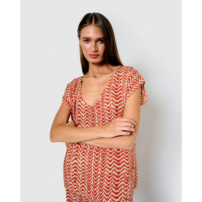 Blusa viscosa oveta teja