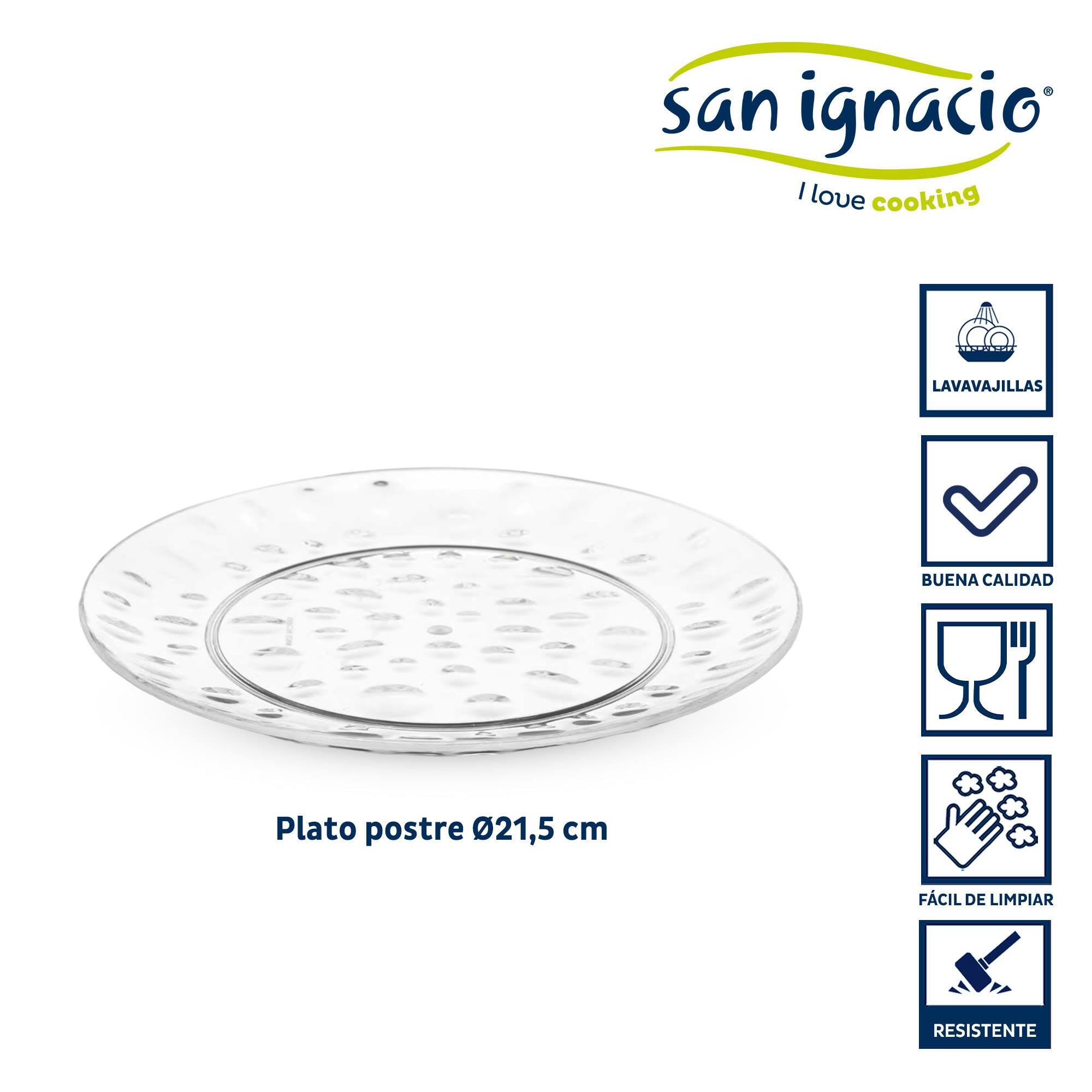 Plato postre plastico puntos 21,5cm tran colección leknes