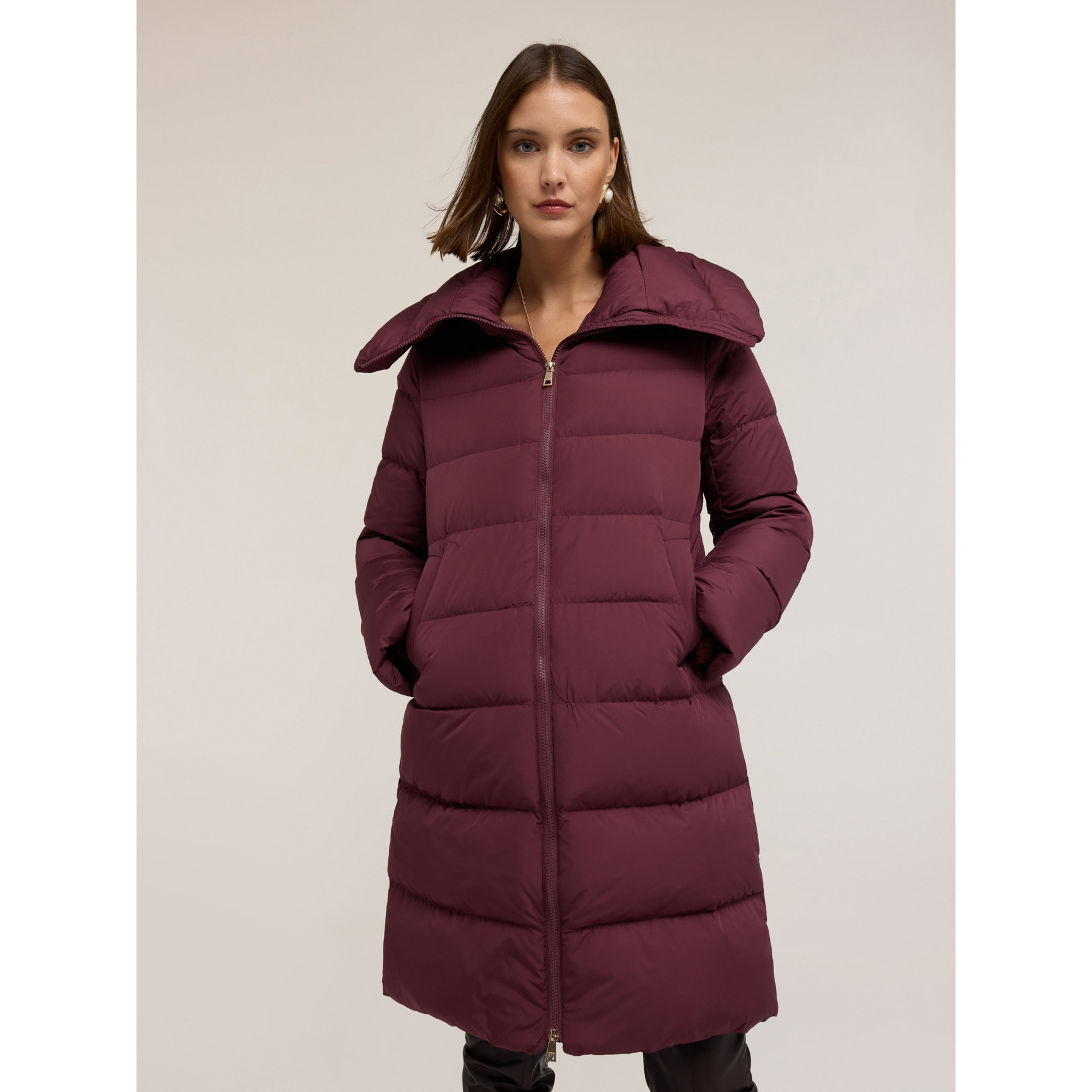 Motivi - Piumino lungo con collo ampio - Bordeaux