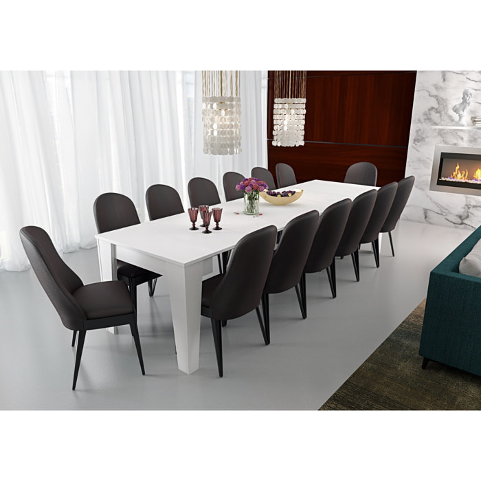 Consolle Allungabile Moderna Tavolo Estensibile Da 54 A 306 cm Con 6 Allunghe Ideale Per 14 posti Salvaspazio Guide In Metallo Design Per Soggiorno Salotto Cucina Ingresso Bianco