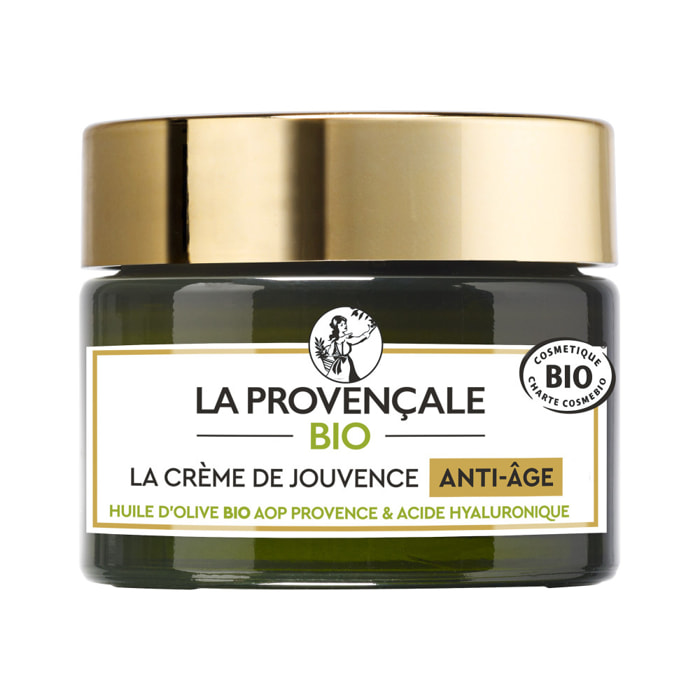La Provençale Oleo-Jeunesse - Crème Booster d'Hydratation Anti-âge Certifiée Bio - Omégas d'huile d'Olive verte & Acide hyaluron