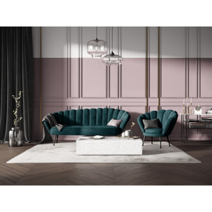 Fauteuil "Kingston" en velours pétrole