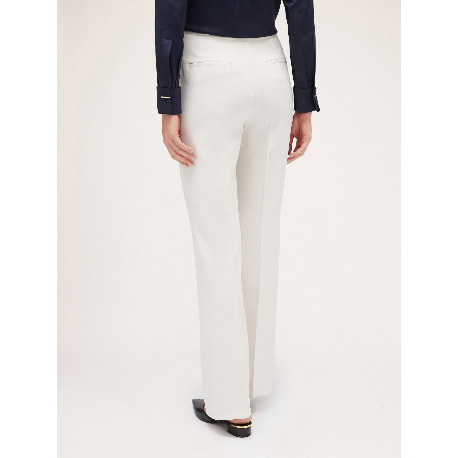 Motivi - Pantaloni flare in tessuto crêpe - Bianco