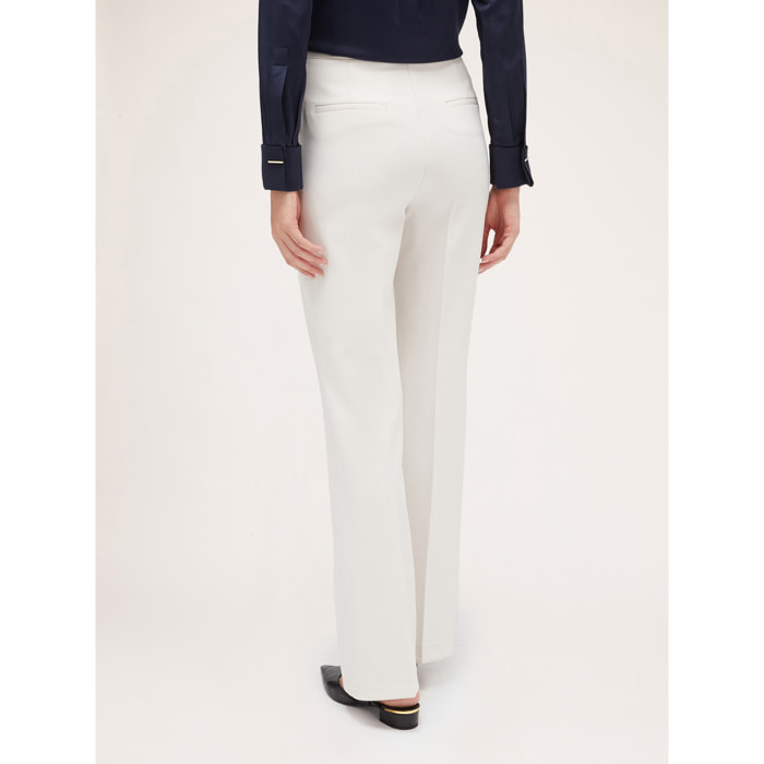 Motivi - Pantaloni flare in tessuto crêpe - Bianco