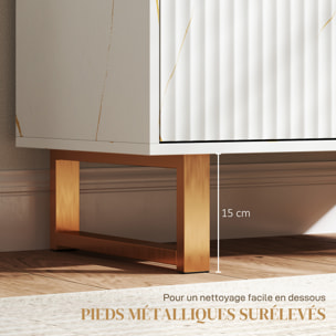 Buffet salon meuble de rangement style moderne avec placard à 2 portes, étagère réglable, pieds en métal - dim. 76,5 x 39 x 77 cm, blanc