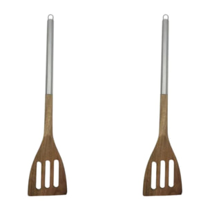 Ensemble de 2 Spatules de cuisine ajourée en bois d'acacia 35 cm Fackelmann Synthesis