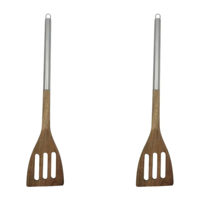 Ensemble de 2 Spatules de cuisine ajourée en bois d'acacia 35 cm Fackelmann Synthesis