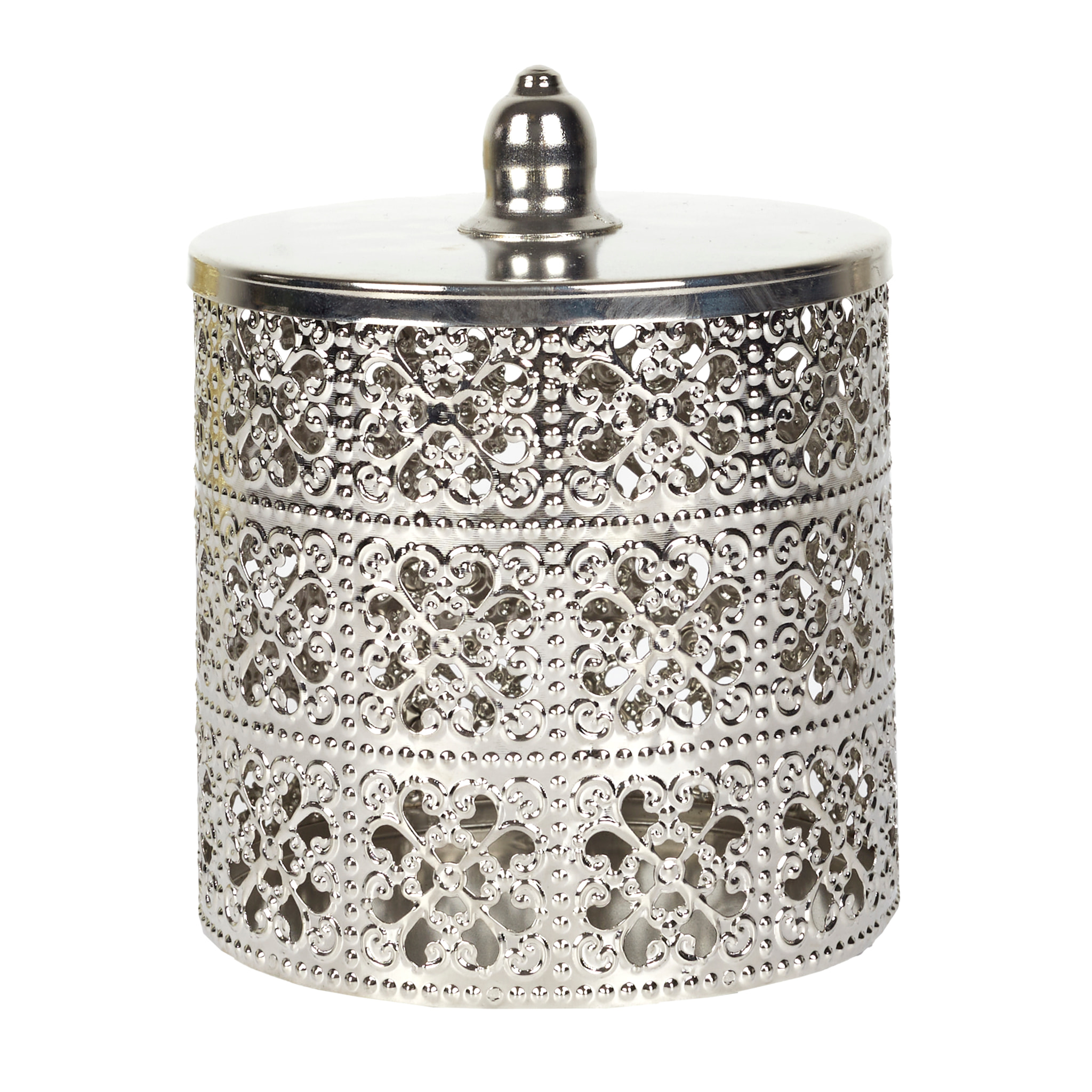 Boite Deco Argentee Avec Couvercle H13.5cm