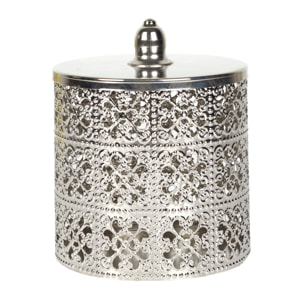 Boite Deco Argentee Avec Couvercle H13.5cm