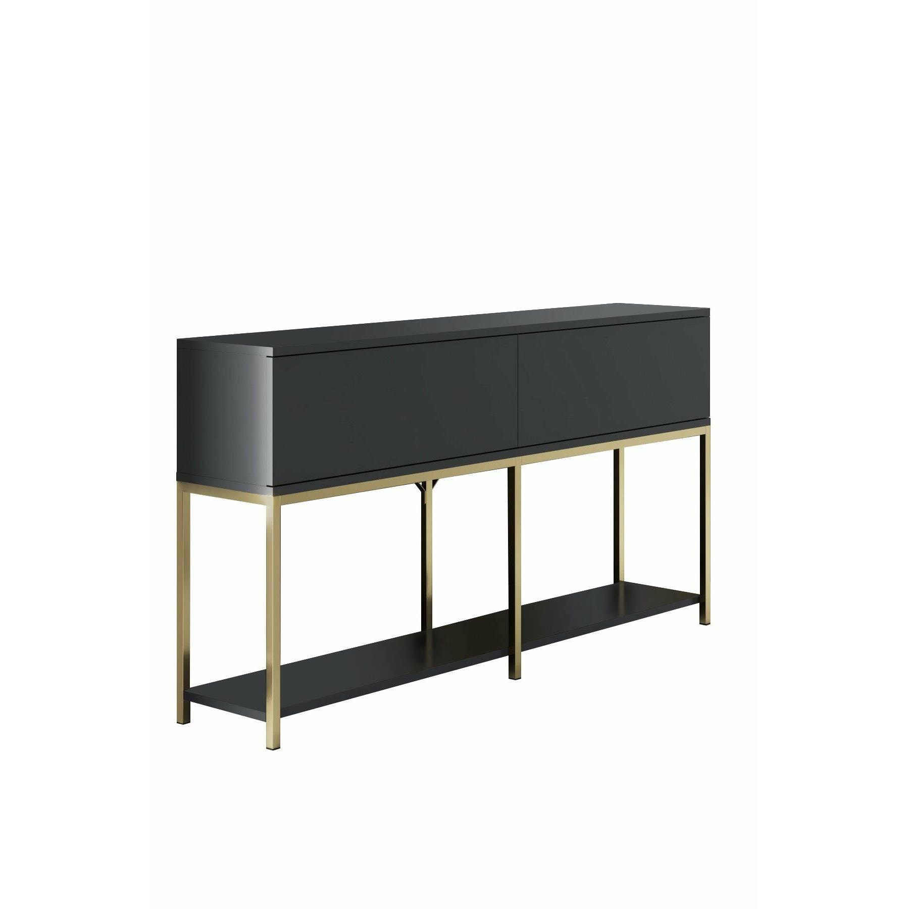 Credenza Djimsit, Buffet da soggiorno, Madia da salotto, Dispensa da cucina, 150x30h80 cm, Antracite e Oro