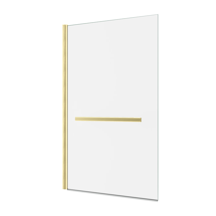 Pare baignoire Pivotant avec Porte-Serviette 85x150cm - Or Doré Brossé - Verre 6mm - TSHAPE GOLDY