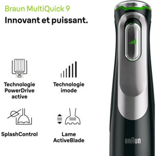 Mixeur BRAUN MQ9187XLI MultiQuick 9 noir et gris 8 accessoires