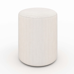 Pouf rond en velours côtelé beige - Lily